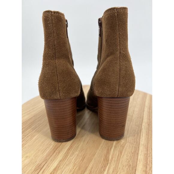 Soludos Suede Block Heel Brown Booties Round Toe Women’s 6 - Picture 4 of 14